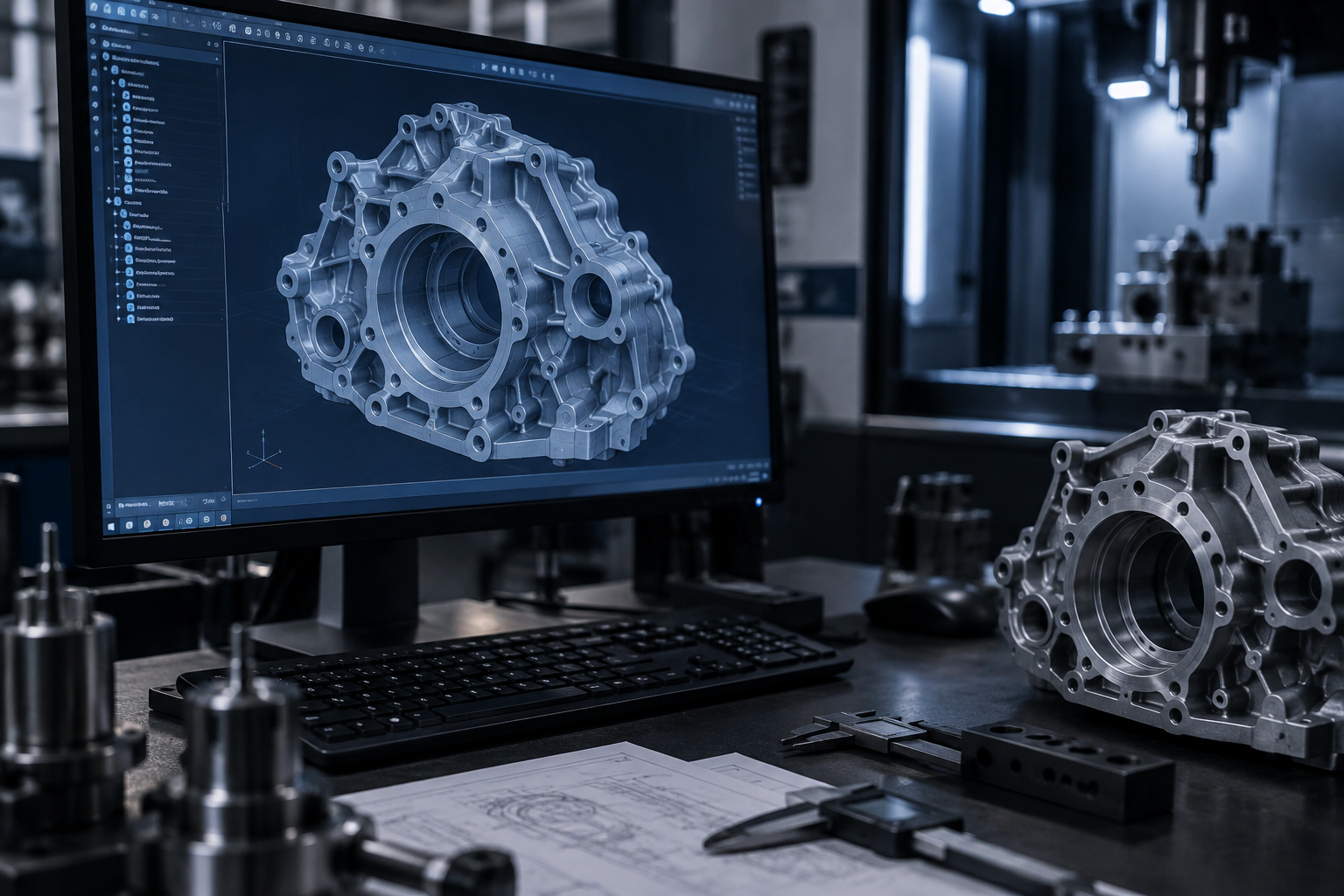 CAD engineering model on a workstation