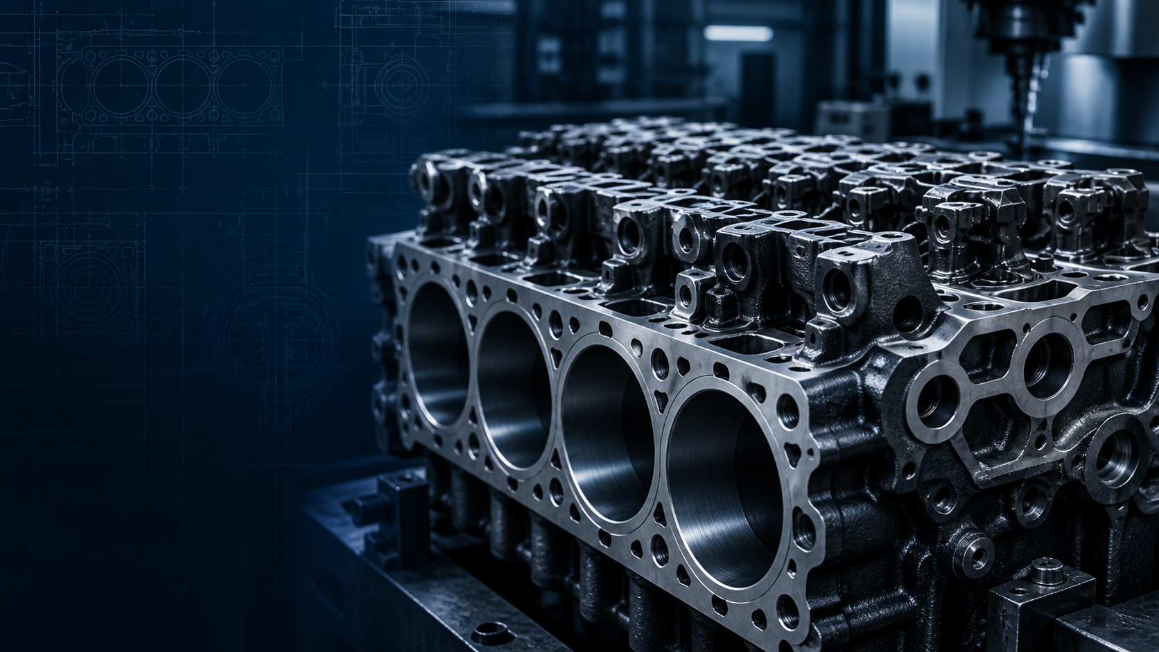 Machined heavy-duty diesel engine block